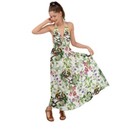 Green Flora Backless Maxi Beach Dress by goljakoff