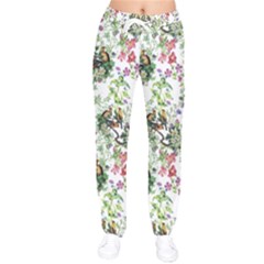 Green Flora Women Velvet Drawstring Pants by goljakoff