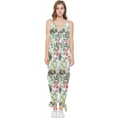 Green Flora Sleeveless Tie Ankle Jumpsuit by goljakoff