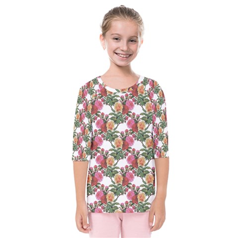 Flowers Pattern Kids  Quarter Sleeve Raglan Tee by goljakoff