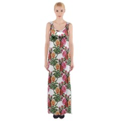 Flowers Pattern Thigh Split Maxi Dress by goljakoff