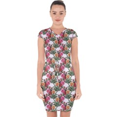 Flowers Pattern Capsleeve Drawstring Dress  by goljakoff