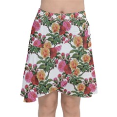 Flowers Pattern Chiffon Wrap Front Skirt by goljakoff