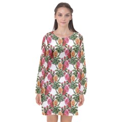 Flowers Pattern Long Sleeve Chiffon Shift Dress  by goljakoff