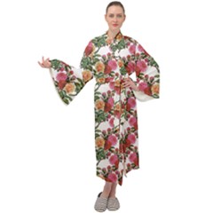 Flowers Pattern Maxi Velour Kimono by goljakoff