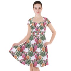 Flowers Pattern Cap Sleeve Midi Dress by goljakoff