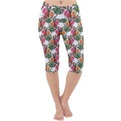 Flowers Pattern Lightweight Velour Cropped Yoga Leggings by goljakoff