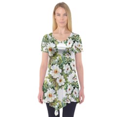 Summer Flowers Short Sleeve Tunic  by goljakoff