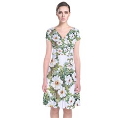 Summer Flowers Short Sleeve Front Wrap Dress by goljakoff