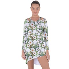 Summer Flowers Asymmetric Cut-out Shift Dress by goljakoff