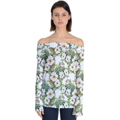 Summer Flowers Off Shoulder Long Sleeve Top by goljakoff