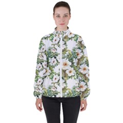 Summer Flowers Women s High Neck Windbreaker by goljakoff