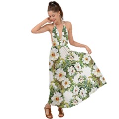 Summer Flowers Backless Maxi Beach Dress by goljakoff