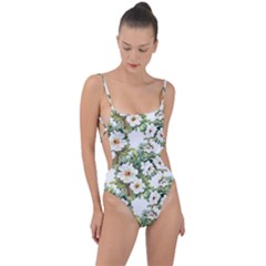 Summer Flowers Tie Strap One Piece Swimsuit by goljakoff