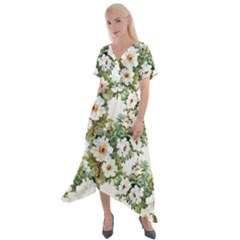 Summer Flowers Cross Front Sharkbite Hem Maxi Dress by goljakoff