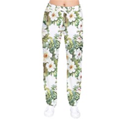 Summer Flowers Women Velvet Drawstring Pants by goljakoff