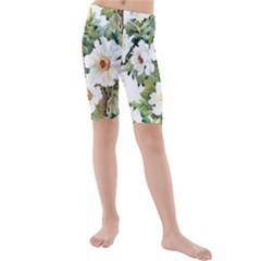 White Flowers Kids  Mid Length Swim Shorts by goljakoff