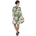 White flowers Long Sleeve Chiffon Shirt Dress View2