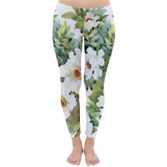 White Flowers Classic Winter Leggings by goljakoff