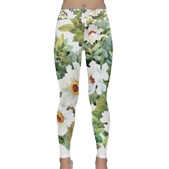 White Flowers Classic Yoga Leggings by goljakoff