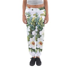 White Flowers Women s Jogger Sweatpants by goljakoff