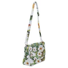 White Flowers Shoulder Bag With Back Zipper by goljakoff