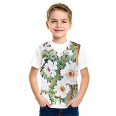 White Flowers Kids  Basketball Tank Top by goljakoff