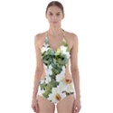 White flowers Cut-Out One Piece Swimsuit View1