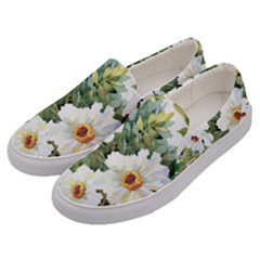 White Flowers Men s Canvas Slip Ons by goljakoff