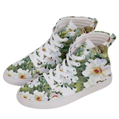 White Flowers Women s Hi-top Skate Sneakers by goljakoff