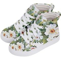 White Flowers Kids  Hi-top Skate Sneakers by goljakoff