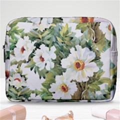 White Flowers Make Up Pouch (large) by goljakoff