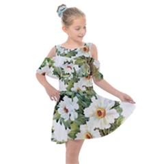 White Flowers Kids  Shoulder Cutout Chiffon Dress by goljakoff