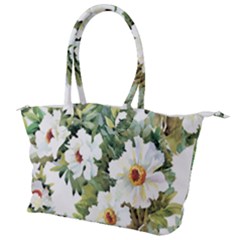 White Flowers Canvas Shoulder Bag by goljakoff