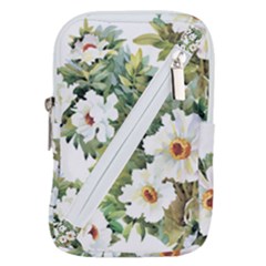 White Flowers Belt Pouch Bag (large) by goljakoff