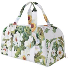 White Flowers Burner Gym Duffel Bag by goljakoff