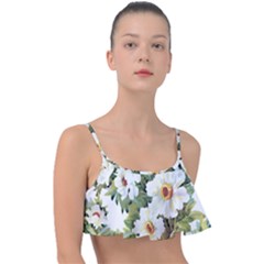 White Flowers Frill Bikini Top by goljakoff