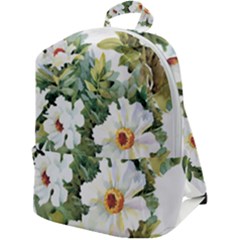 White Flowers Zip Up Backpack by goljakoff