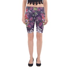 Purple Flowers Yoga Cropped Leggings by goljakoff