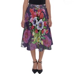 Purple Flowers Perfect Length Midi Skirt by goljakoff