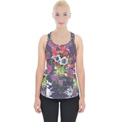 Purple Flowers Piece Up Tank Top by goljakoff