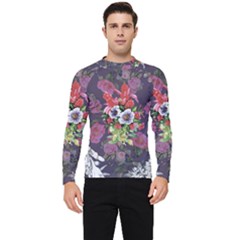 Purple Flowers Men s Long Sleeve Rash Guard by goljakoff