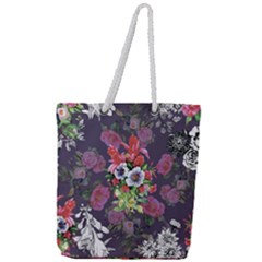 Purple Flowers Full Print Rope Handle Tote (large) by goljakoff