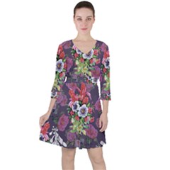 Purple Flowers Ruffle Dress by goljakoff