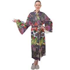 Purple Flowers Maxi Velour Kimono by goljakoff