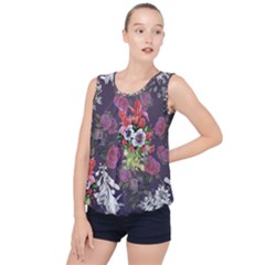 Purple Flowers Bubble Hem Chiffon Tank Top by goljakoff