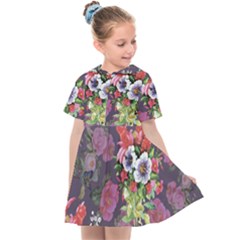 Purple Flowers Kids  Sailor Dress by goljakoff