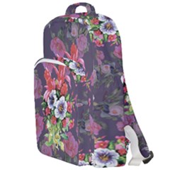 Purple Flowers Double Compartment Backpack