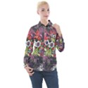 Purple flowers Women s Long Sleeve Pocket Shirt View1