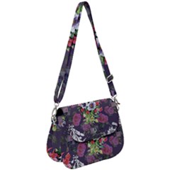 Purple Flowers Saddle Handbag by goljakoff